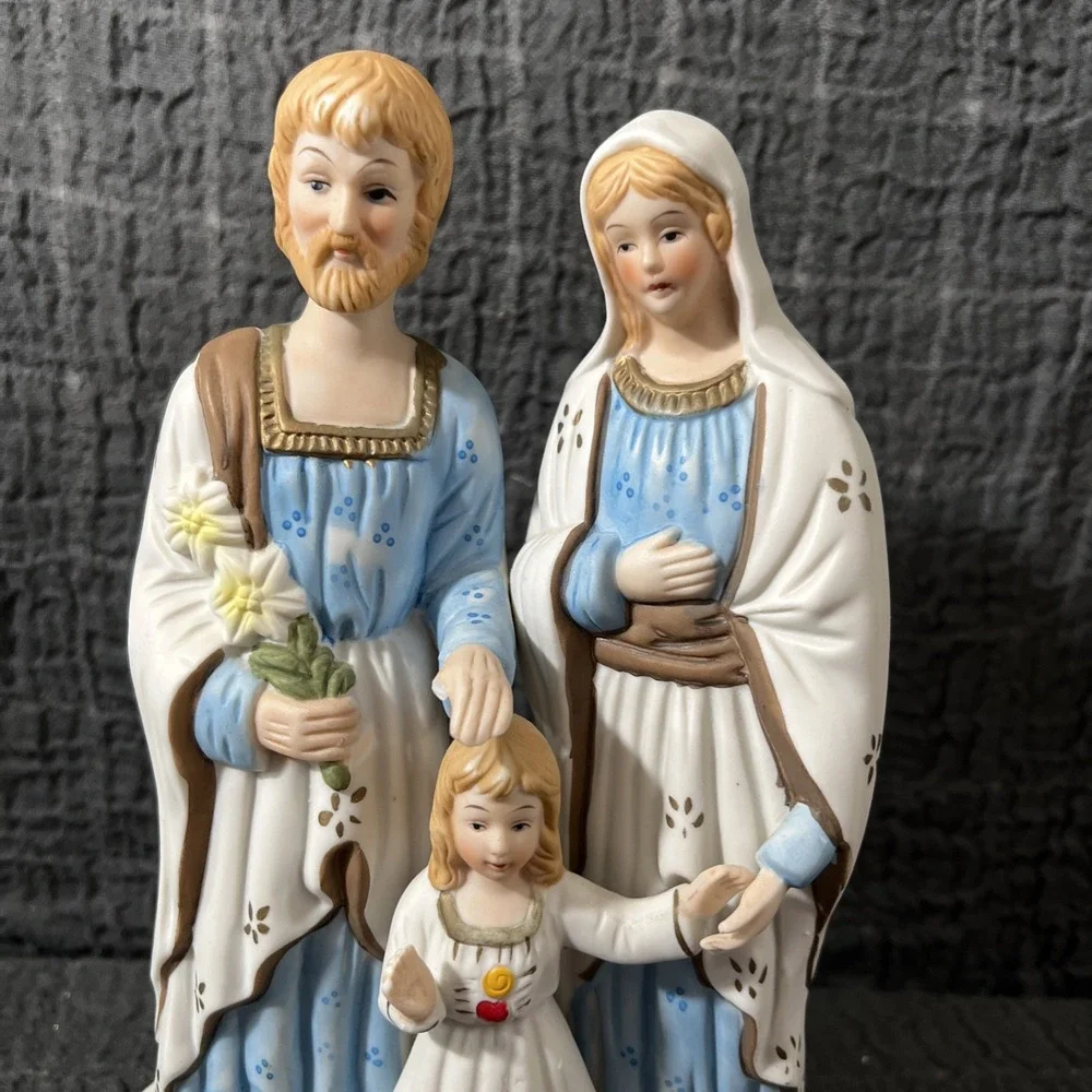 Vintage  Large Holy Family Joseph Mary Baby Jesus‎ Porcelain Statue Holy - Picture 4 of 10